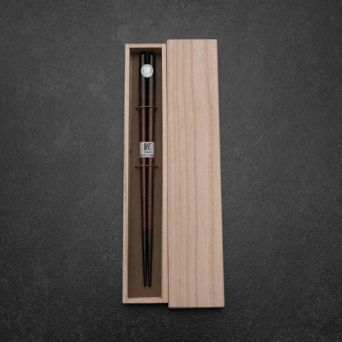 Urushi Ariake Lacquered Wooden Chopsticks 230mm Black with Paulownia Wooden Box