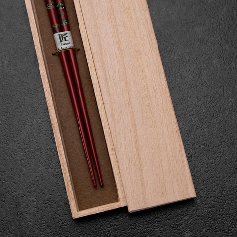 Urushi Gasumi Lacquered Wooden Chopsticks 210mm Red with Paulownia Wooden Box