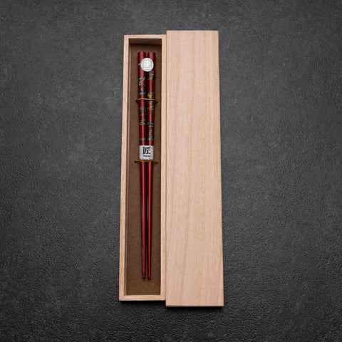Urushi Gasumi Lacquered Wooden Chopsticks 210mm Red with Paulownia Wooden Box