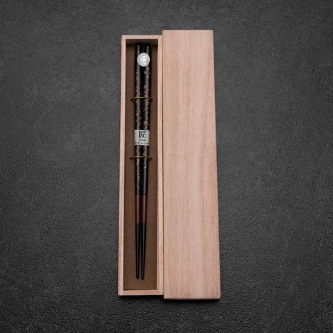 Urushi Gasumi Lacquered Wooden Chopsticks 230mm Black with Paulownia Wooden Box
