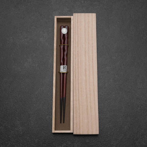 Urushi Hori Benkei Lacquered Wooden Chopsticks 210mm Red with Paulownia Wooden Box