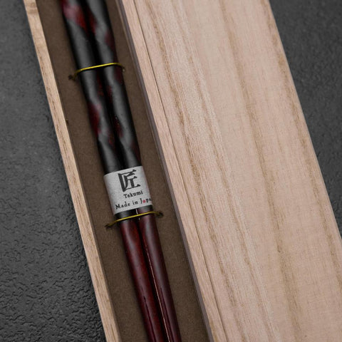 Urushi Hori Benkei Lacquered Wooden Chopsticks 230mm Black with Paulownia Wooden Box