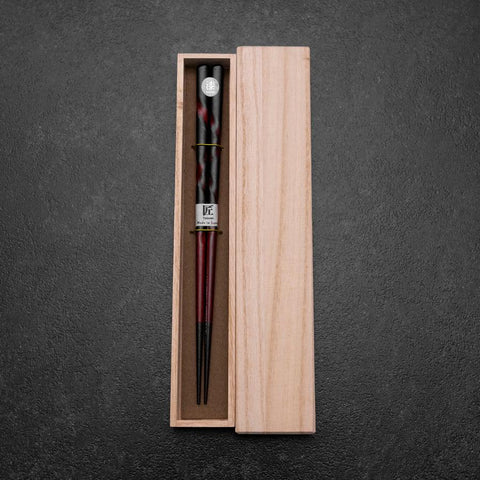 Urushi Hori Benkei Lacquered Wooden Chopsticks 230mm Black with Paulownia Wooden Box