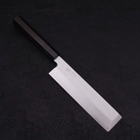 Usuba(Kanto) Blue Steel #2 Suminagashi Buffalo Ebony Handle 180mm