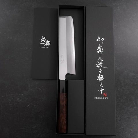 Usuba(Kanto) White Steel #2 Kasumi Buffalo Ebony Handle 165mm