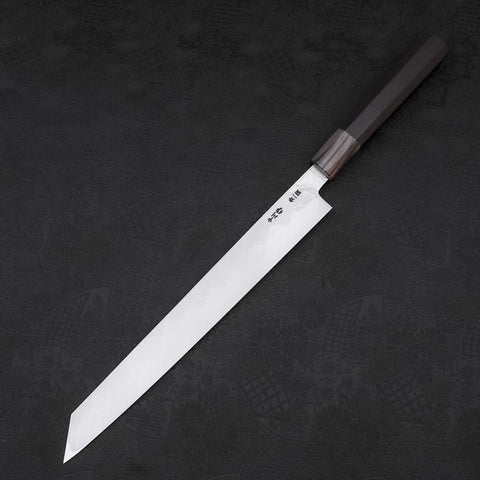 Yanagi Kiritsuke Blue Steel #1 Kasumi Buffalo Ebony Handle 270mm With Sheath (10.6”)