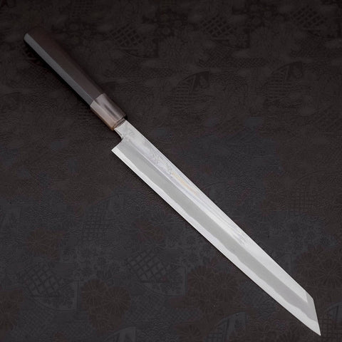 Yanagi Kiritsuke Blue Steel #1 Kasumi Buffalo Ebony Handle 270mm With Sheath (10.6”)