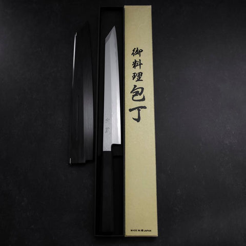 Yanagi Kiritsuke Blue Steel #1 Suminagashi Buffalo Ebony Handle With Sheath 270mm