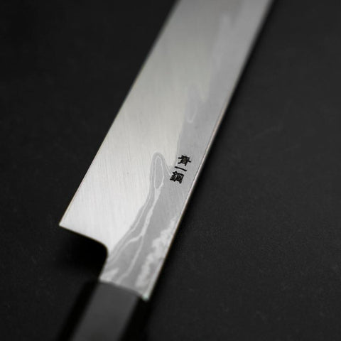 Yanagi Kiritsuke Blue Steel #1 Suminagashi Buffalo Ebony Handle With Sheath 270mm
