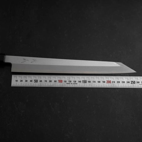 Yanagi Kiritsuke Blue Steel #1 Suminagashi Buffalo Ebony Handle With Sheath 270mm