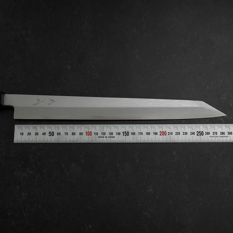 Yanagi Kiritsuke Blue Steel #1 Suminagashi Buffalo Ebony Handle With Sheath 300mm