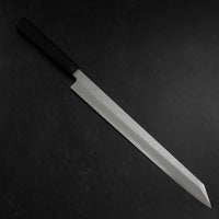 Yanagi Kiritsuke Blue Steel #1 Suminagashi Buffalo Ebony Handle With Sheath 330mm