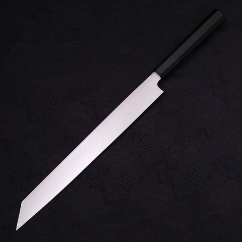 Yanagi Kiritsuke Blue Steel #2 Kasumi Buffalo Ebony Handle 300mm