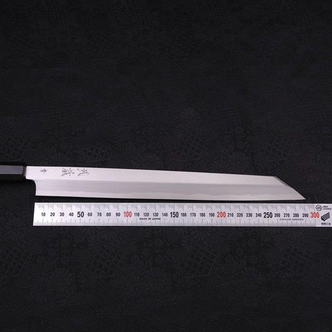 Yanagi Kiritsuke Blue Steel #2 Kasumi Buffalo Ebony Handle 300mm