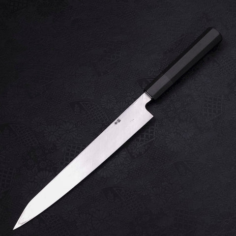 Yanagi Kiritsuke Blue Steel #2 Kurouchi Buffalo Ebony Handle 240mm