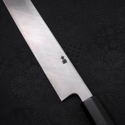 Yanagi Kiritsuke Blue Steel #2 Kurouchi Buffalo Ebony Handle 300mm