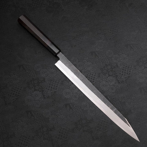 Yanagi Kiritsuke Blue Steel #2 Kurouchi Buffalo Ebony Handle 300mm