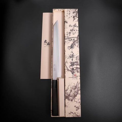 Yanagi Kiritsuke Silver Steel #3 Kasumi Buffalo Ebony Handle 260mm