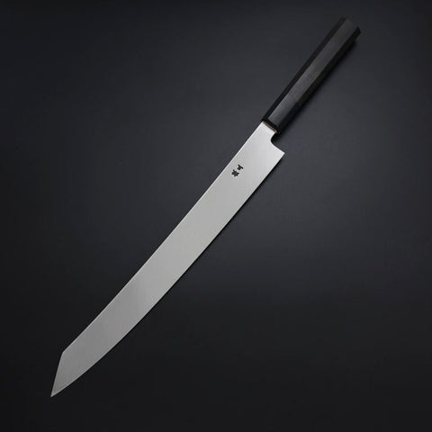 Yanagi Kiritsuke Silver Steel #3 Kasumi Buffalo Ebony Handle 300mm