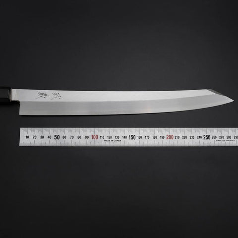 Yanagi Kiritsuke Silver Steel #3 Kasumi Buffalo Ebony Handle 300mm
