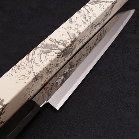Yanagi Kiritsuke Silver Steel #3 Mirror Buffalo Ebony Handle 270mm