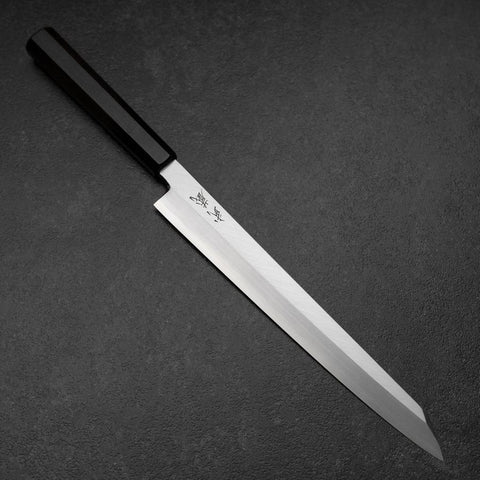 Yanagi Kiritsuke White Steel #2 Kasumi Buffalo Ebony Handle 270mm