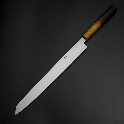 Yanagi Kiritsuke White Steel #2 Kasumi Yaki Urushi Handle 290mm