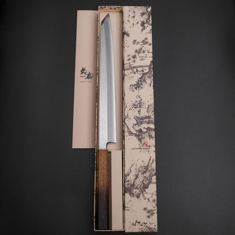 Yanagi Kiritsuke White Steel #2 Kasumi Yaki Urushi Handle 290mm