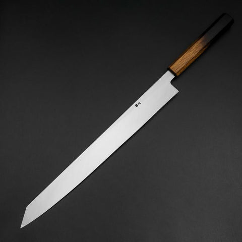 Yanagi Kiritsuke White Steel #2 Kasumi Yaki Urushi Handle 320mm