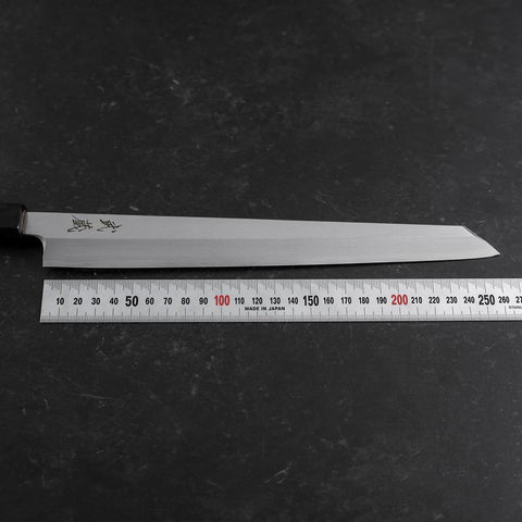 Yanagi Kiritsuke White Steel #2 Kasumi Buffalo Teak Handle 270mm