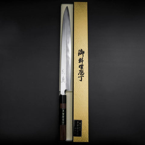 Yanagiba Blue Steel #2 Damascus Shitan Handle 330mm