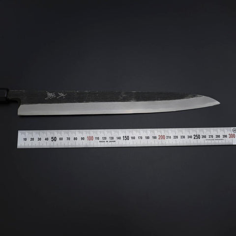 Yanagiba Blue Steel #2 Kurouchi Buffalo Ebony Handle 290mm