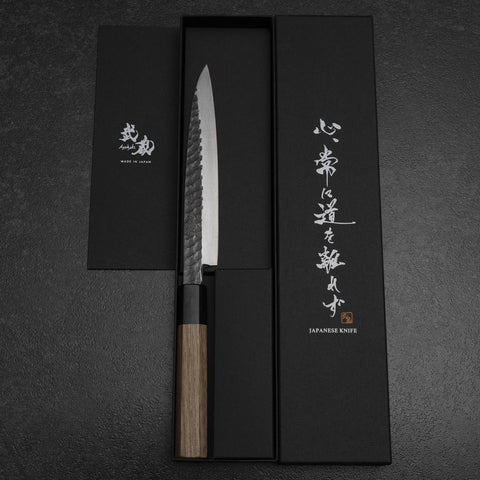 Yanagiba Blue Steel #2 Kurouchi Tsuchime Walnut Handle 165mm