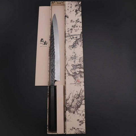 Yanagiba Blue Steel #2 Tsuchime Kurouchi Buffalo Ebony Handle 260mm
