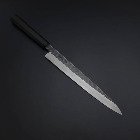 Yanagiba Blue Steel #2 Tsuchime Kurouchi Buffalo Ebony Handle 260mm