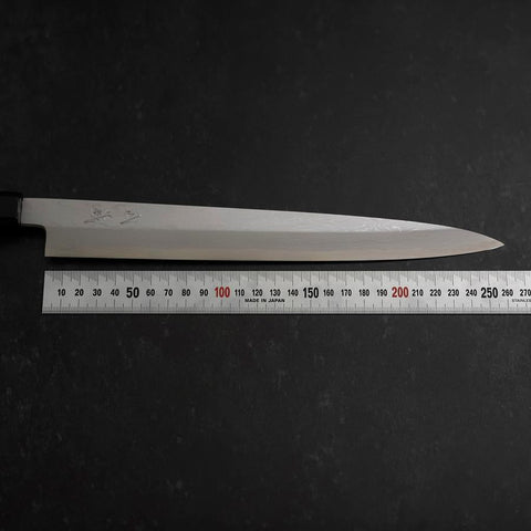 Yanagiba Blue Steel #1 Suminagashi Buffalo Ebony Handle With Sheath 270mm