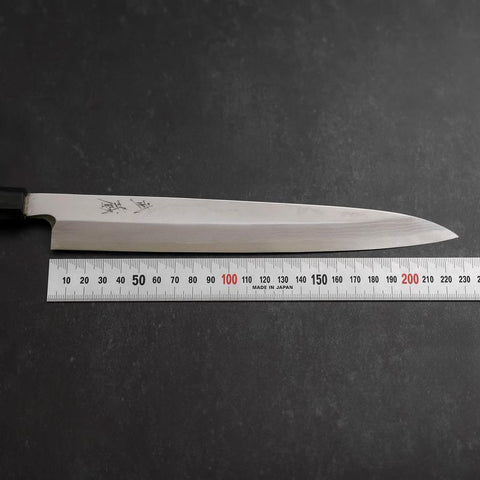 Yanagiba Blue Steel #2 Damascus Buffalo Ebony Handle 210mm