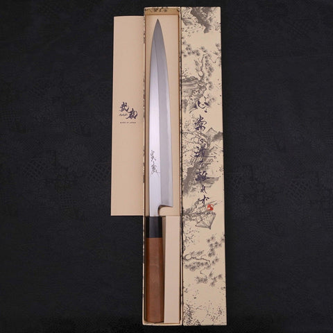 Yanagiba Blue Steel #2 Kasumi Walnut Handle 300mm