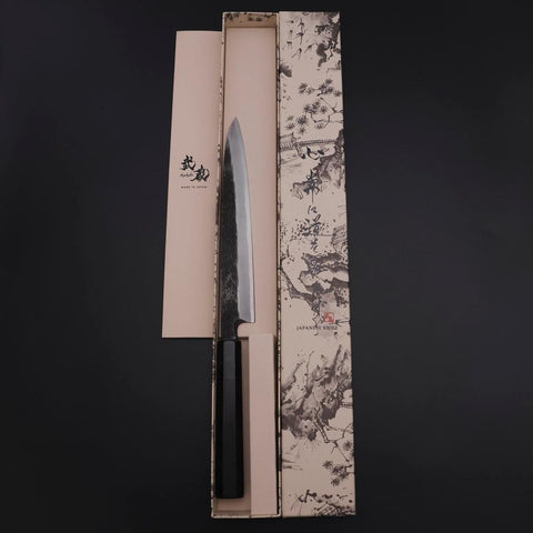 Yanagiba Blue Steel #2 Kurouchi Buffalo Ebony Handle 200mm