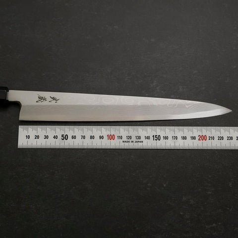 Yanagiba Blue Steel #2 Suminagashi Buffalo Ebony Handle 240mm