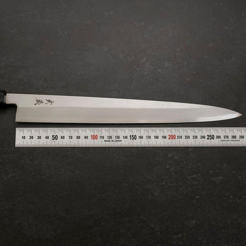 Yanagiba Blue Steel #2 Suminagashi Buffalo Ebony Handle 300mm