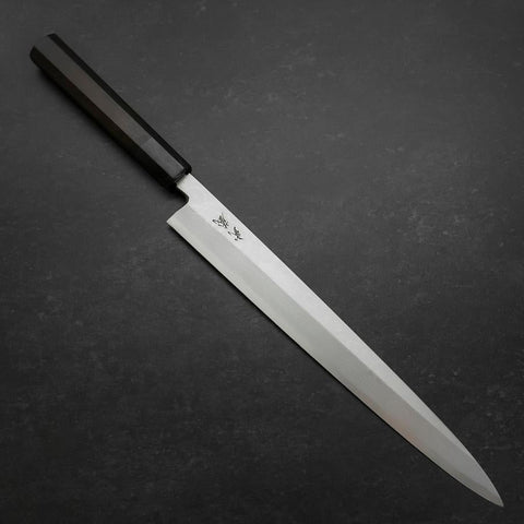 Yanagiba Blue Steel #2 Suminagashi Buffalo Ebony Handle 300mm