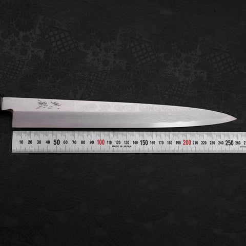 Yanagiba Blue Steel #2 Suminagashi Buffalo Magnolia Handle 260mm