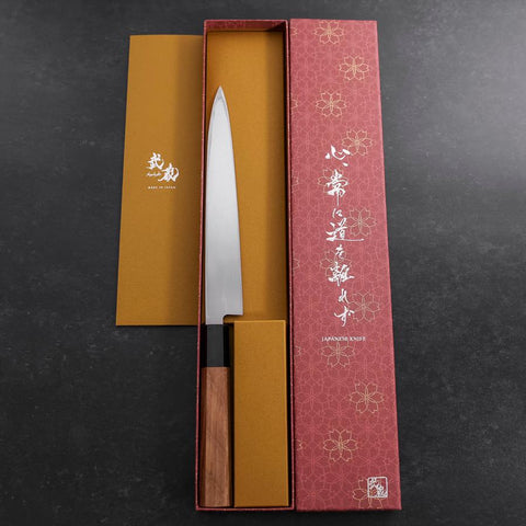 Yanagiba Left Hand AUS-10 Polished Buffalo Teak Handle 210mm