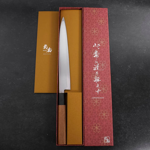 Yanagiba Left Hand AUS-10 Polished Buffalo Teak Handle 240mm