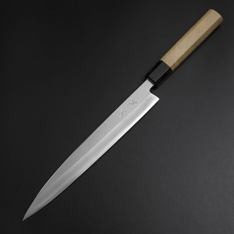 Yanagiba Left-Hand Silver Steel #3 Kasumi Buffalo Magnolia Handle 240mm