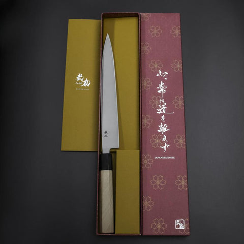 Yanagiba Left-Hand Silver Steel #3 Kasumi Buffalo Magnolia Handle 240mm