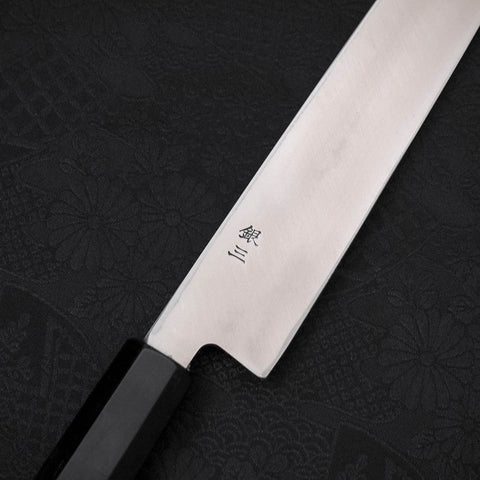 Yanagiba Left -Hand Silver Steel #3 Kasumi Buffalo Ebony Handle 240mm