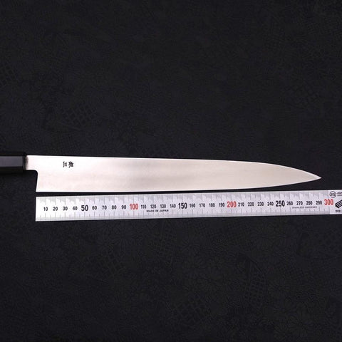 Yanagiba Left -Hand Silver Steel #3 Kasumi Buffalo Ebony Handle 300mm
