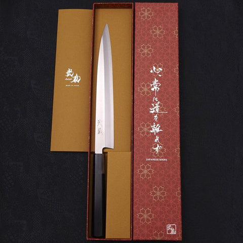 Yanagiba Silver Steel #3 Kasumi Buffalo Ebony Handle 240mm